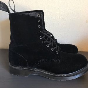 Dr. Martens black velvet boots